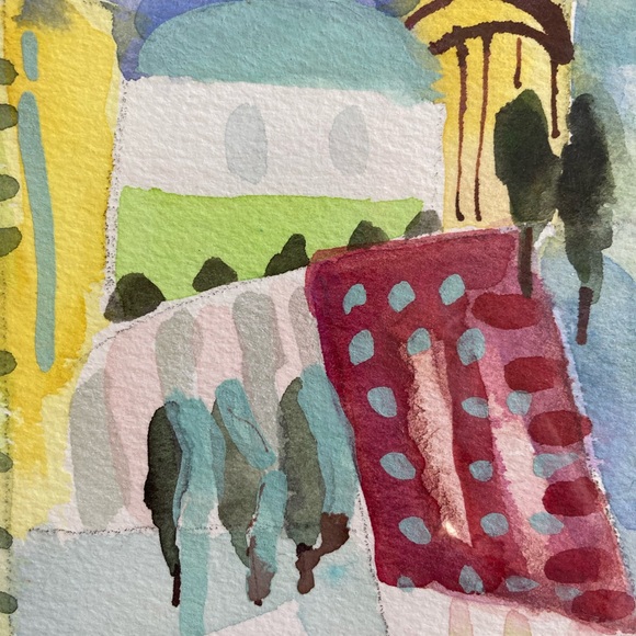 Original Watercolor painting of A Greek Vineyard 7”x5” Matted Hand Painted - Picture 8 of 13